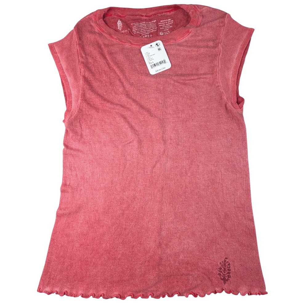 FP Movement Victory Red Happiness Runs Tank‎ Top XS/S F8518CS Ribbed Lettuce Hem